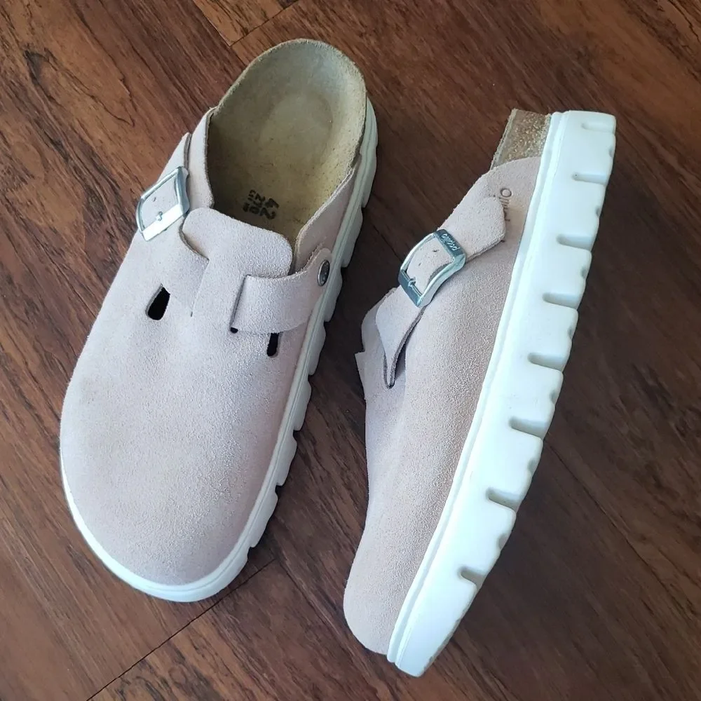 Birkenstock Papillio Light Rose Suede Chic Retro Feminine Chunky Boston Size 42 - Picture 5 of 11